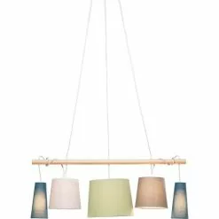 Kare Design Suspensions Suspension 5 Abat-jours En Textile Et Frêne -Luminaires Soldes Boutique suspension 5 abat jours en textile et frene 4