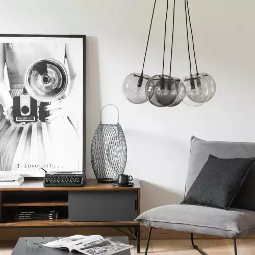 Maisons Du Monde Suspensions Suspension 5 Boules En Verre Et Verre Fumé 3 Maisons Du Monde Suspensions Suspension 5 Boules En Verre Et Verre Fumé – Image 3