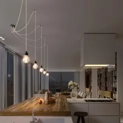 Hoopzi Suspensions Suspension 5 Fils électriques En Tissu Ficelle 3,5m Douille Noire -Luminaires Soldes Boutique suspension 5 fils electriques en tissu ficelle 3 5m douille noire 2