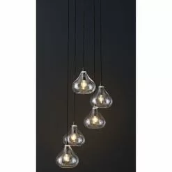 Maisons Du Monde Suspensions Suspension 5 Globes En Verre Et Métal Noir -Luminaires Soldes Boutique suspension 5 globes en verre et metal noir 1000 10 15 177422 4