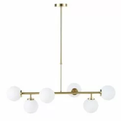 Maisons Du Monde Suspensions Suspension 6 Globes En Verre Opaline Et Métal Doré