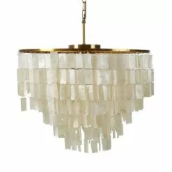 Maisons Du Monde Suspensions Suspension à Pampilles En Nacre Blanche Et Métal Doré Mat -Luminaires Soldes Boutique suspension a pampilles en nacre blanche et metal dore mat 1000 8 31 210689 1