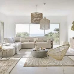 Maisons Du Monde Suspensions Suspension Avec Abat-jour Tressé En Macramé Coloris Blanc -Luminaires Soldes Boutique suspension avec abat jour tresse en macrame coloris blanc 1000 16 8 212142 3