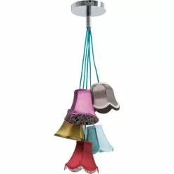 Kare Design Suspensions Suspension Bohème 5 Abat-jours En Tissu -Luminaires Soldes Boutique suspension boheme 5 abat jours en tissu 3