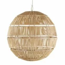 Maisons Du Monde Suspensions Suspension Boule En Rotin Tressé Beige Et Blanc