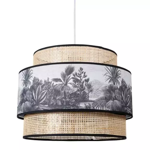 Decoratie Suspensions Suspension Cannage Et Tissu D40cm 1 Decoratie Suspensions Suspension Cannage Et Tissu D40cm