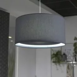 Metropolight Suspensions Suspension Cylindre Avec Diffuseur Textile Gris D39cm -Luminaires Soldes Boutique suspension cylindre avec diffuseur textile gris d39cm 2