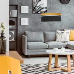 Kauze Luminaires Suspensions Suspension Déco Noir Et Jaune Moutarde Ø 40 -Luminaires Soldes Boutique suspension deco noir et jaune moutarde oe 40 2