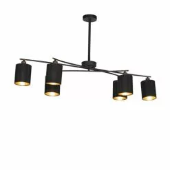 QAZQA Suspensions Suspension En Acier Noir -Luminaires Soldes Boutique suspension en acier noir 4