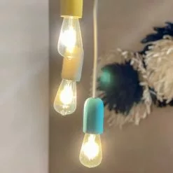 Pirouette Paris Suspensions Suspension En Béton 3 Douilles Gris Jaune Et Vert -Luminaires Soldes Boutique suspension en beton 3 douilles gris jaune et vert 2