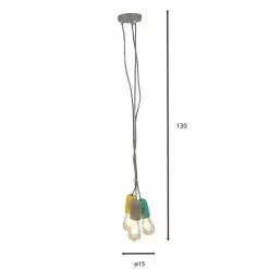Pirouette Paris Suspensions Suspension En Béton 3 Douilles Gris Jaune Et Vert -Luminaires Soldes Boutique suspension en beton 3 douilles gris jaune et vert 3
