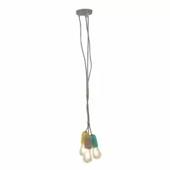 Pirouette Paris Suspensions Suspension En Béton 3 Douilles Gris Jaune Et Vert -Luminaires Soldes Boutique suspension en beton 3 douilles gris jaune et vert 4