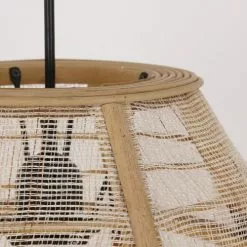 Mica Decorations Suspensions Suspension En Bois Beige Et Lin -Luminaires Soldes Boutique suspension en bois beige et lin 2