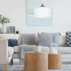 Lussiol Lighting Suspensions Suspension En Bois Blanc D. 35 Cm -Luminaires Soldes Boutique suspension en bois blanc d 35 cm 2