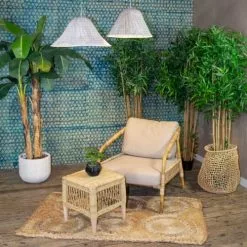 Now’s Home Suspensions Suspension En Feuilles De Palmier Blanche 55x28cm -Luminaires Soldes Boutique suspension en feuilles de palmier blanche 55x28cm 3