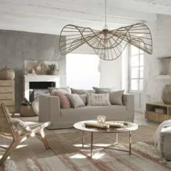 Maisons Du Monde Suspensions Suspension En Fibre Végétale Tressée Et Métal Doré -Luminaires Soldes Boutique suspension en fibre vegetale tressee et metal dore 1000 12 4 212138 3