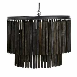 Maisons Du Monde Suspensions Suspension En Métal Noir Et Bois De Manguier