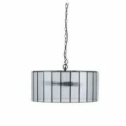 Maisons Du Monde Suspensions Suspension En Métal Noir Et Verre Ondulé