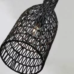 Lussiol Lighting Suspensions Suspension En Rotin Noir D. 19 Cm -Luminaires Soldes Boutique suspension en rotin noir d 19 cm 3