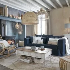 Maisons Du Monde Suspensions Suspension En Rotin Tressé Et Métal Noir -Luminaires Soldes Boutique suspension en rotin tresse et metal noir 1000 3 10 211857 4