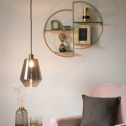 Maisons Du Monde Suspensions Suspension En Verre Fumé Et Métal Doré -Luminaires Soldes Boutique suspension en verre fume et metal dore 1000 1 8 195127 3