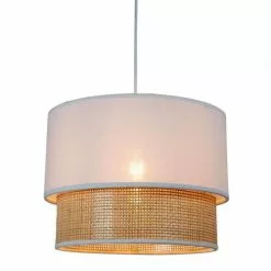 Jardideco Suspensions Suspension Gigogne Rotin Blanc D35cm -Luminaires Soldes Boutique suspension gigogne rotin blanc d35cm 3