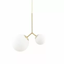 House Doctor Suspensions Suspension Laiton En Verre Blanc Et Gris -Luminaires Soldes Boutique suspension laiton en verre blanc 6