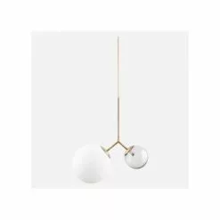 House Doctor Suspensions Suspension Laiton En Verre Blanc Et Gris -Luminaires Soldes Boutique suspension laiton en verre blanc et gris 2