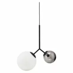 House Doctor Suspensions Suspension Laiton En Verre Blanc Et Gris -Luminaires Soldes Boutique suspension noire en verre blanc et gris