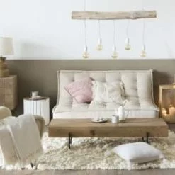 Maisons Du Monde Suspensions Suspension Rampe 5 Douilles En Peuplier Et Métal Blanc -Luminaires Soldes Boutique suspension rampe 5 douilles en peuplier et metal blanc 1000 0 4 202708 3