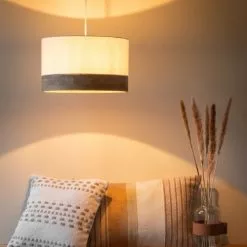 Maisons Du Monde Suspensions Suspension Tambour En Coton Beige Et Chêne -Luminaires Soldes Boutique suspension tambour en coton beige et chene 1000 12 9 204148 2