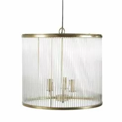 Maisons Du Monde Suspensions Suspension Tambour En Verre 3 Branches En Métal Doré