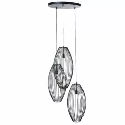 Maisons Du Monde Suspensions Suspension Triple Abat-jours Ronds Filaires Noirs