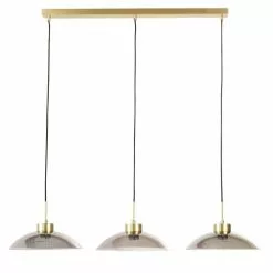 Maisons Du Monde Suspensions Suspension Triple En Métal Doré Et Verre Teinté Noir